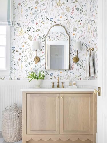 Dimoon 393"x16.1" Floral Peel and Stick Wallpaper White Contact Paper Thicken - Image 4