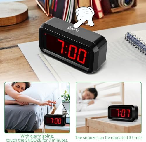 Alarm Clock, 1.2'' LED, Battery Operated, 3-Level Brightness - Image 6