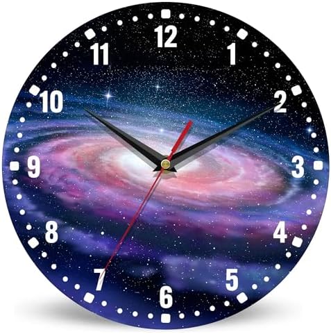 SPUNKER Clocks for Living Room, Spiral Galaxy Kitchen Wall Clock, Milky Way by SPUNKER