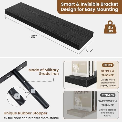 Floating Shelves for Wall, Wall Mounted Wood Shelves - Image 3