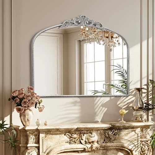 Micasso Vintage Silver Wall Mirror: 40"x29" Baroque Antique Arched Mirror - Image 6
