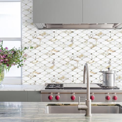 STICKGOO 1 Sheet Peel and Stick Backsplash, Calacatta Golden Stick on Aluminum - Image 2