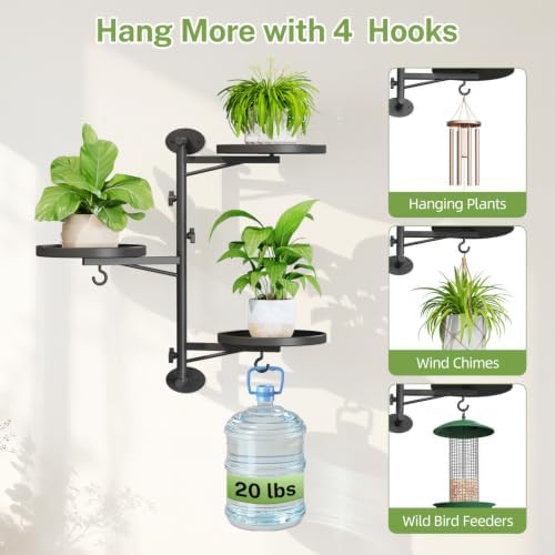 iDavosic.ly Wall Plant Holder Set of 2, Rotating Window Shelf, 3-Tier Black - Image 4