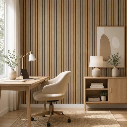 Peel and Stick Slat Wall Panels, 3D Faux Wood Grain PVC Panels - Image 2