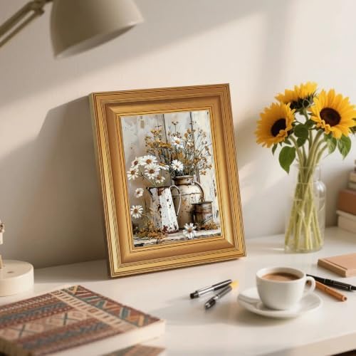 EJPFOGV Rustic Farmhouse Daisy Floral Framed Canvas Wall Art 8x10 inches - Image 4