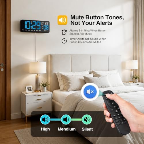 WiFi Digital Clock 12", Digital Wall Clock WiFi Sync - Image 4