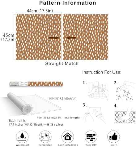 HAOKHOME Boho Peel and Stick Wallpaper Mid Century Geometric 17.3in x32.8ft - Image 7