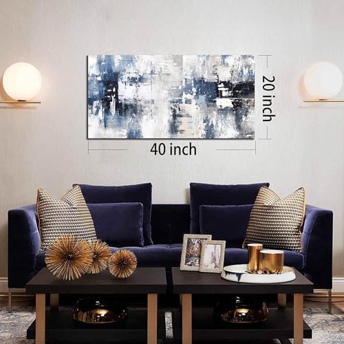 Prepeyssee White and Blue Abstract Canvas Wall Art - Image 5