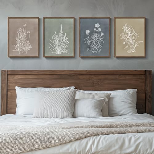 Framed Vintage Neutral Boho Botanical Wall Art by Cuspin
