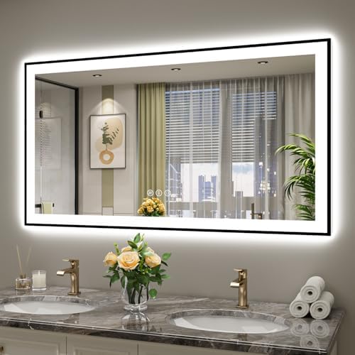 55x30 LED Bathroom Mirror with Lights by YEELAIT
