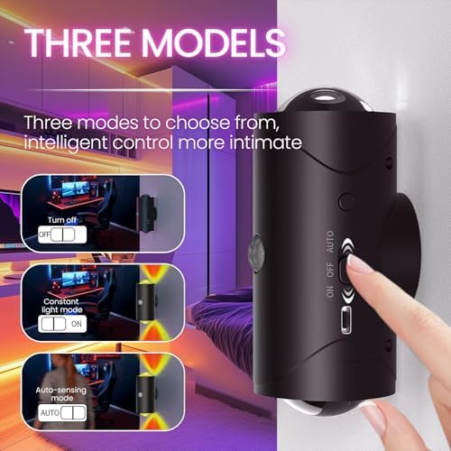 Rechargeable Motion Sensor Night Light, Magnetic RGB Wall Sconces 2 Pack - Image 6