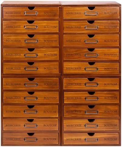 Fully Assembled Modular Stackable 20-Drawer Set of 4 Retro Wood Countertop by Woodaholic