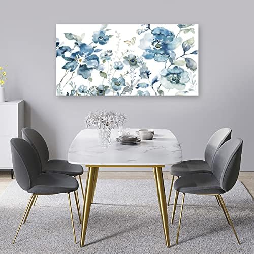 Flower Canvas Wall Art Blue Floral Canvas Painting Pictures - Image 5