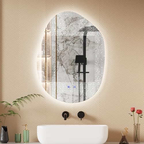 QDSSDECO 23" x31" Irregular LED Bathroom Mirror, 3 Colors - Image 2