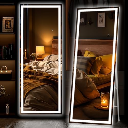 Hasipu Full Length Mirror with Lights, Full Body Dressing Hanging Mounted Mirror by Whatssuitableisthebest