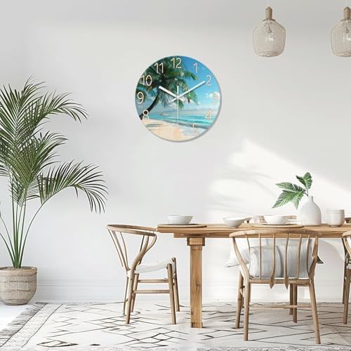 XFM Large Blue Beach Wall Clock 20 Inch Coastal Theme - Image 2