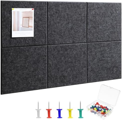 Large Cork Board 36" x 24", 6 Pack Felt Bulletin Board Pin Boards by Thboxes