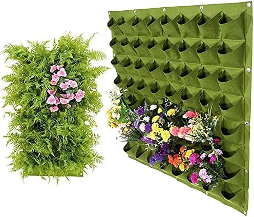 Hanging Planting Grow Bags, 64 Pockets Hanging Vertical Wall Planter Wall by LITLANDSTAR