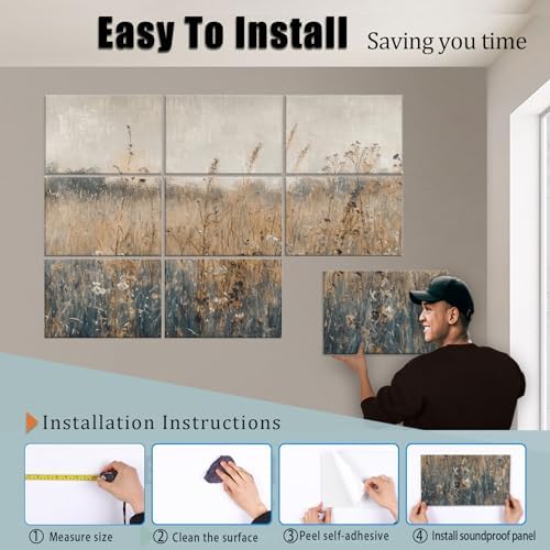 9 Pack Wall Art Acoustic Panels, Decorative Sound Dampening Panels, Acoustic - Image 5