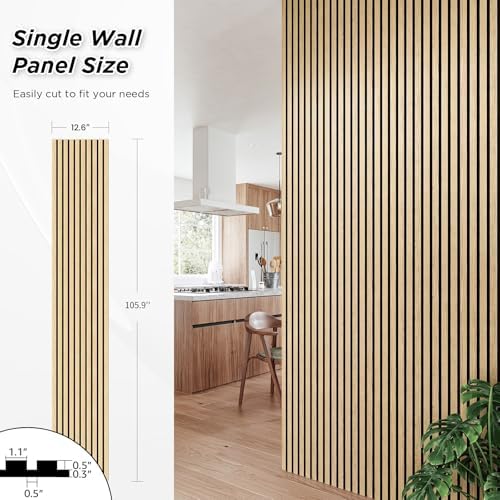 SMARTSTANDARD 4 Pack 105.9" x 12.6" Wood Slat Wall Panels - Image 3