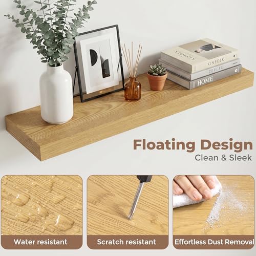 32 Inch Floating Shelves for Wall, Oak Finish - Image 4
