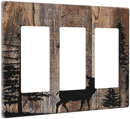 Light Switch Covers Rustic Forest Antler Elk Deer Silhouettes Animals Wood - Image 2