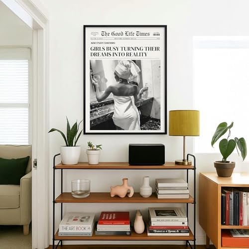 Fashion Black And White Newspaper Wall Art 20x30in Black Framed Retro Cocktail - Image 4