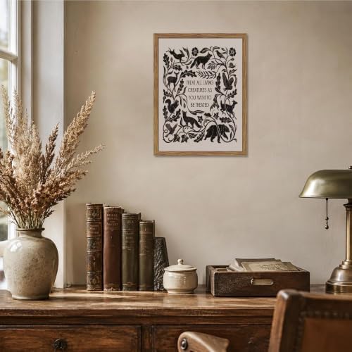 Framed Forest Animal Wall Art, Treat All Living Creatures Print - Image 6