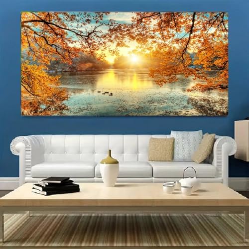 Yxbhhym-Landscape Tree Canvas Wall Art Fall Forest Sunset Wall Decor Poster - Image 3