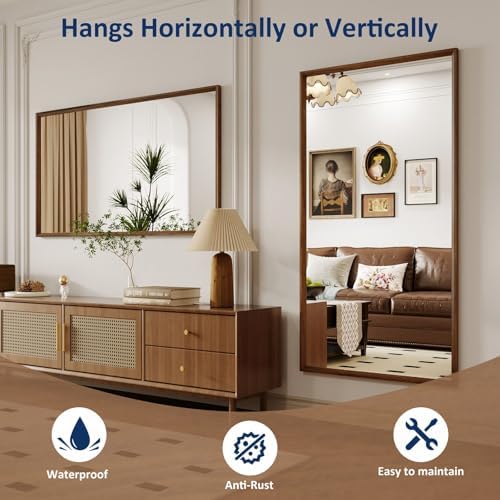 WEER Walnut Bathroom Vanity Mirror 40X30 Inch - Image 5