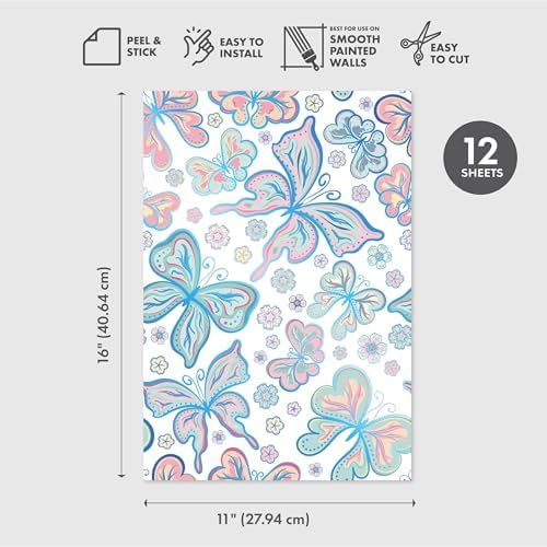 Main Street Peel and Stick Wallpaper Sheets, Bohemian Butterflies - Image 2