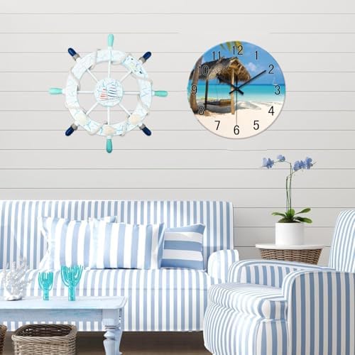 XFM Beach Wall Clock 14 Inch Blue Glass - Image 3