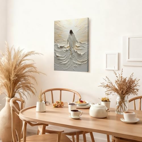 ICHZUMW Jesus Walking on Water Christian Wrapped Canvas Wall Art 16x24 In - Image 4