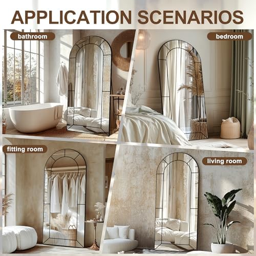 Delma Arched Window Pane Full Length Mirror, Window Mirror - Image 6