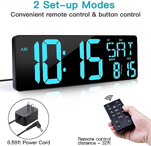XREXS 17.2" Large Digital Wall Clock Bluetooth Sync Time - Image 6