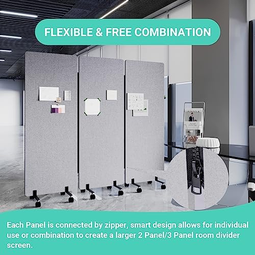 3 Panel Soundproof Room Divider, Portable Acoustic Office Divider - Image 3
