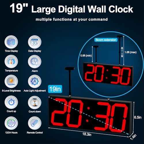 CHKOSDA 19 Inch Large Double Sided Digital Wall Clock - Image 3
