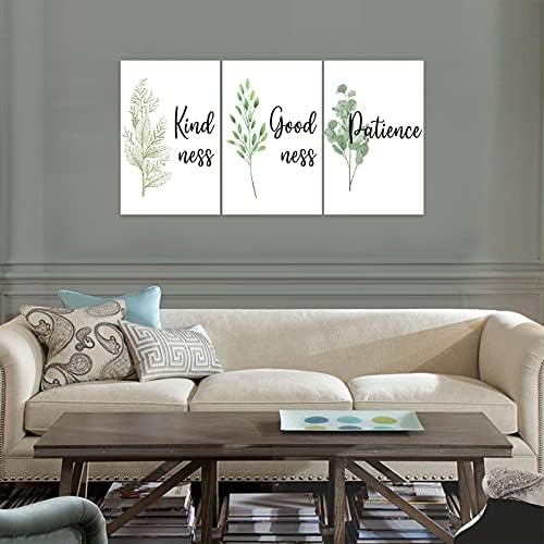 3 Piece Inspirational Wall Art, Quote "Kind Good Patience" Canvas Print - Image 3
