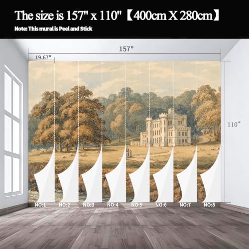 Watercolor Pastoral Landscape Painting self-Adhesive Mural, Peaceful Riverside - Image 3