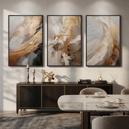 Large Framed Neutral Abstract Wall Art - Image 5