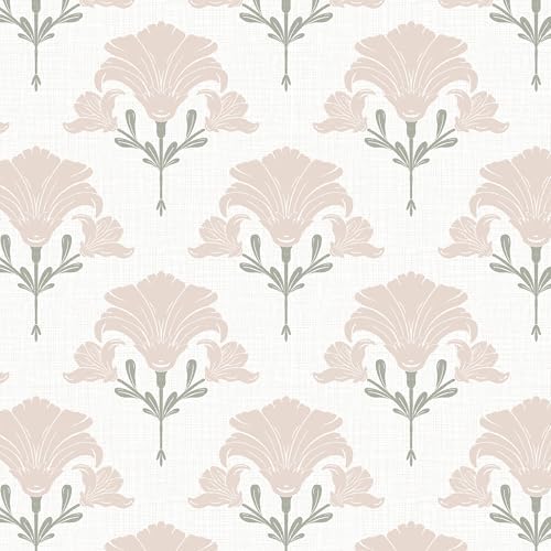 Dainty Floral Peel and Stick Wallpaper Boho Pink and White Contact Paper by EeeComing