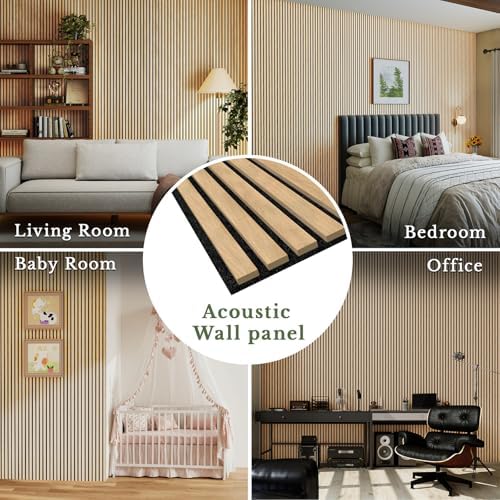 MISSDAY Wood Slat Acoustic Wall Panels, 4 Packs 94.5" x 12.6" Oak Soundproof - Image 3