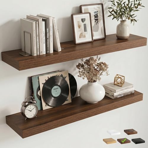 36 Inch Floating Shelves for Wall, Walnut Finish by FLYJOE