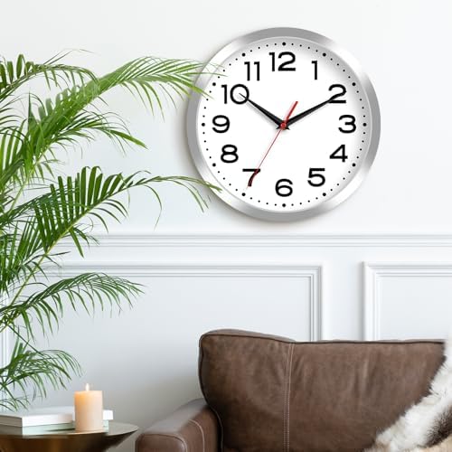 Roymnie 8 Inch Small Wall Clock, Battery Operated Silent Non Ticking Silver - Image 5