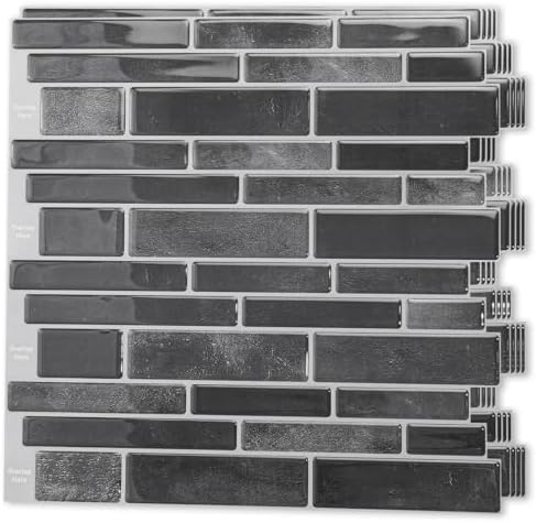 Art3d Marble Peel and Stick Backsplash, Smoky Black by Art3d