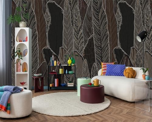 -Tropical Botanical Leaf Backdrop Large Fabric Wallpaper Dark Plant Bedroom - Image 2