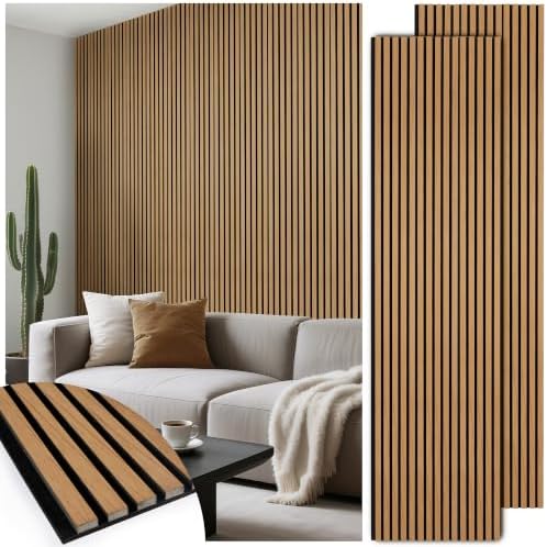 2 Pack 108’’x23.6’’ Fluted Acoustic Wood Slat Wall Panels by LARWORKS