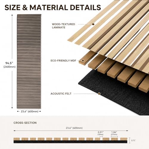 Acoustic Wood Panels for Wall, 3D Flexible Fluted Sound Slat Panel - Image 2