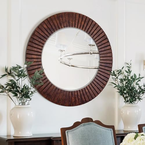 Chende 36'' Circle Mirror with Wood Frame, Large Decorative Mirror by ChendeMirror