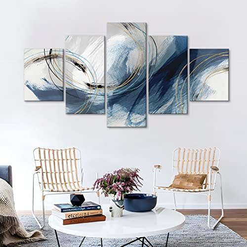 Fu-Keivy Blue Grey Abstract Canvas Wall Art Decor Fantasy Modern Artwork - Image 4